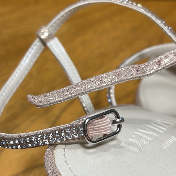 David’s Bridal Lyla Rose Gold Crystal Embellished Crisscross Skinny Strap Heels - Picture 11 of 16